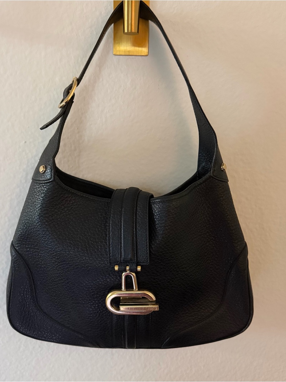GUCCI Jackie Vintage Tom Ford Black Pebbled Leather G Hardware Shoulder Bag - Picture 3 of 14
